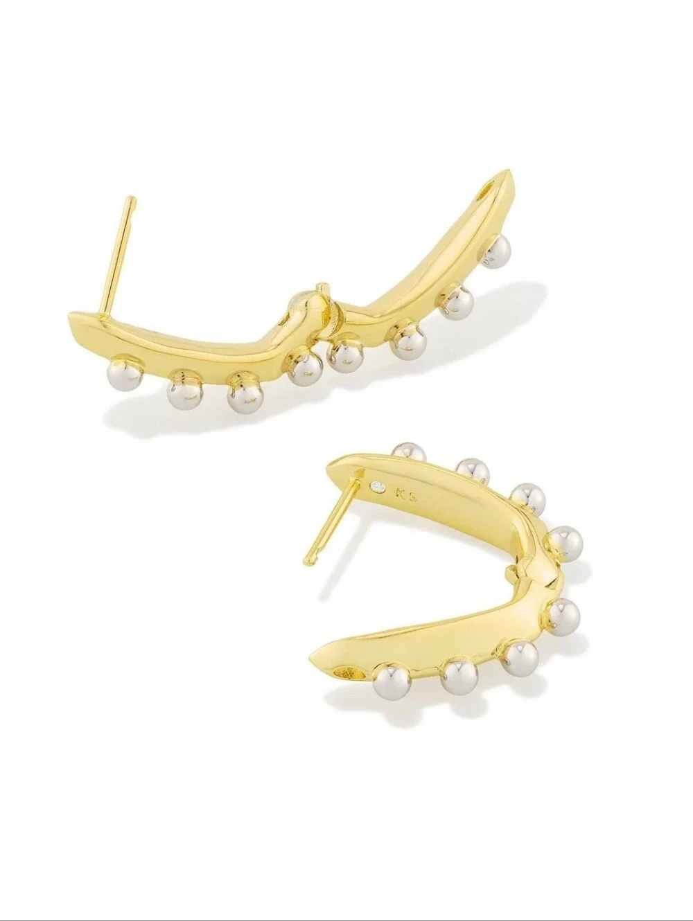 New!Kendra Scott Gold Silver-tone Emma Huggie Hoop Earrings Y2K Cottagecore Retr